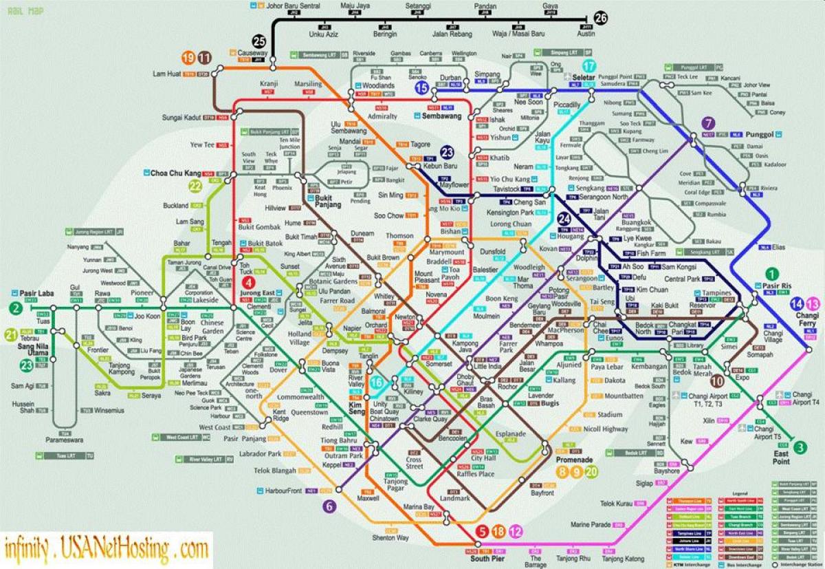mapa Singapur transportu